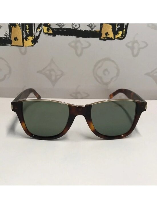 Saint Laurent Tortoise Shell Sunglasses with Green Lenses SL 51 CUT 002 main image 10